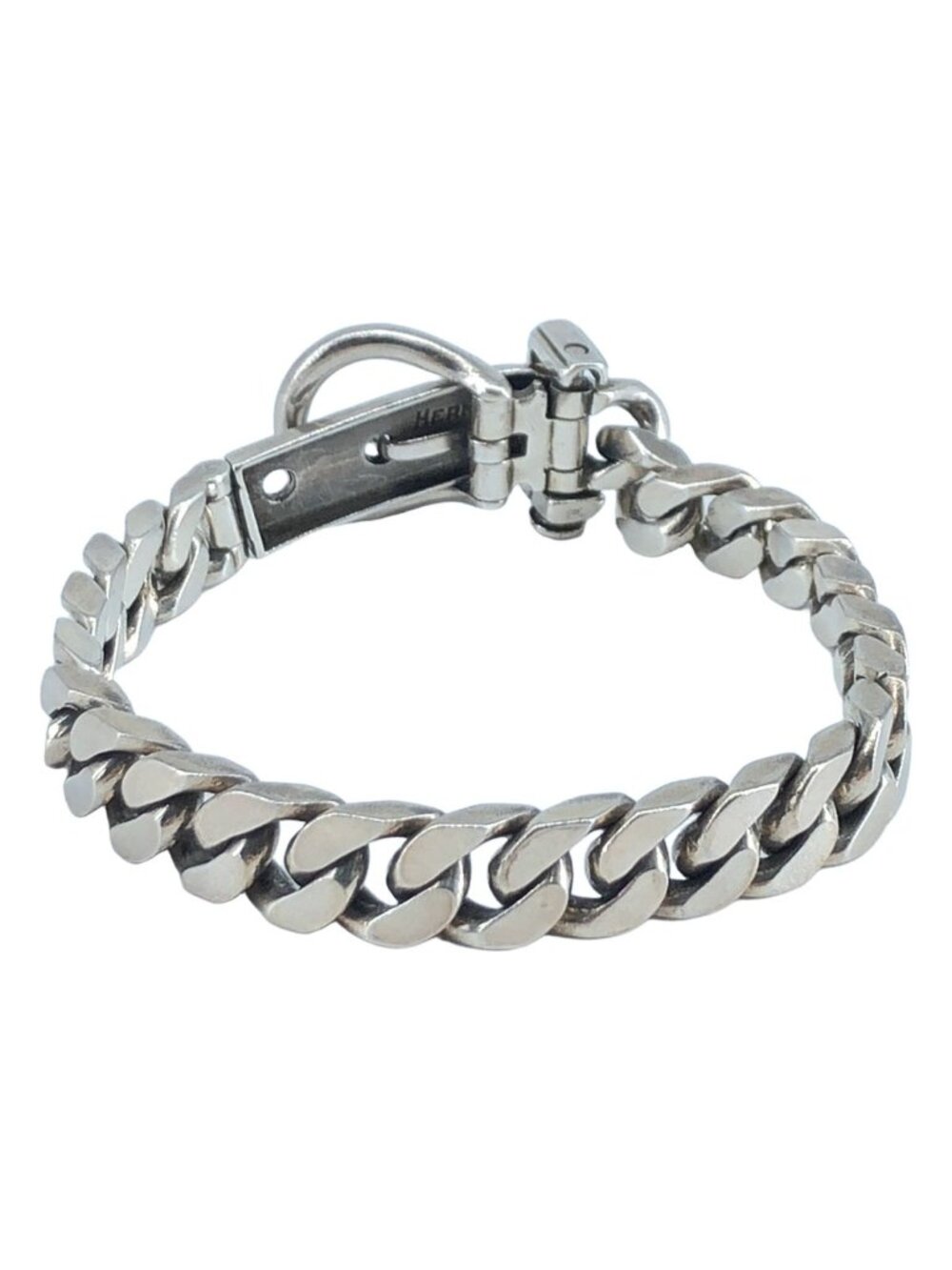 Hermes Boucles Sellier PM Chain Bracelet Cursive Silver
